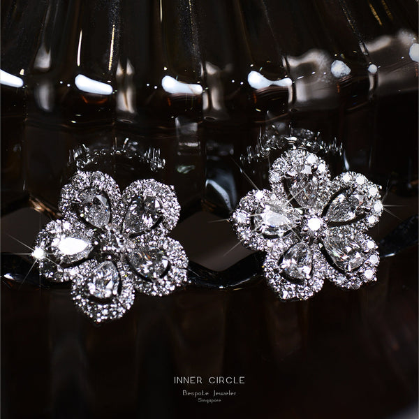 Flower Diamond Stud Earrings