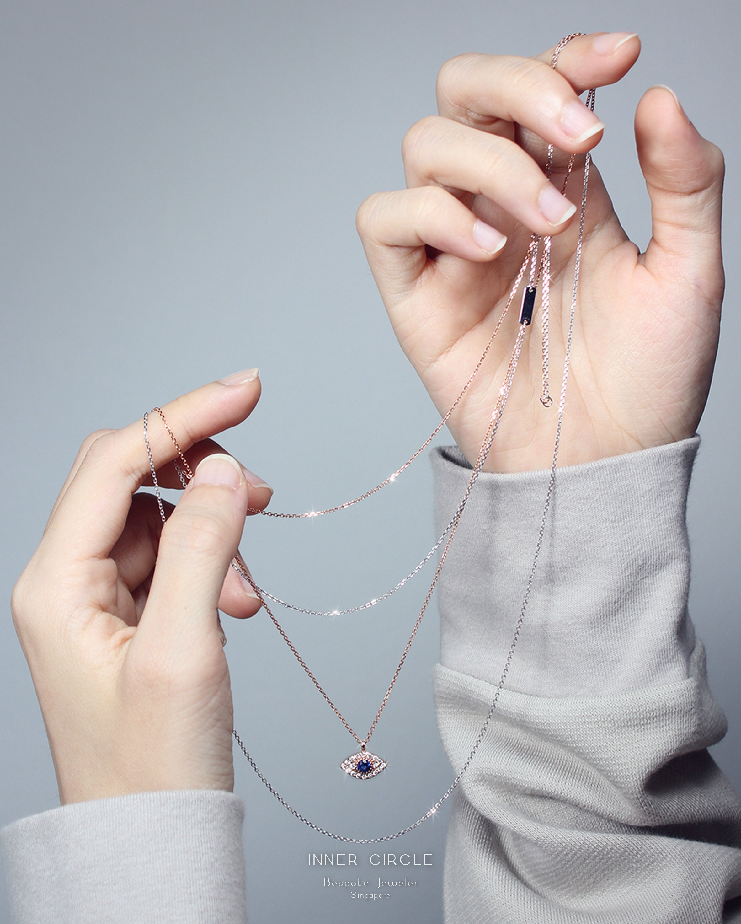 Blue Sapphire Evil Eye Double Necklace