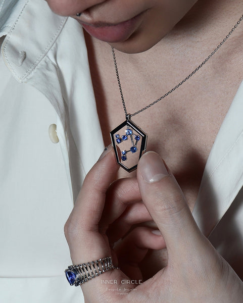 Dangling Blue Sapphire Libra Pendent