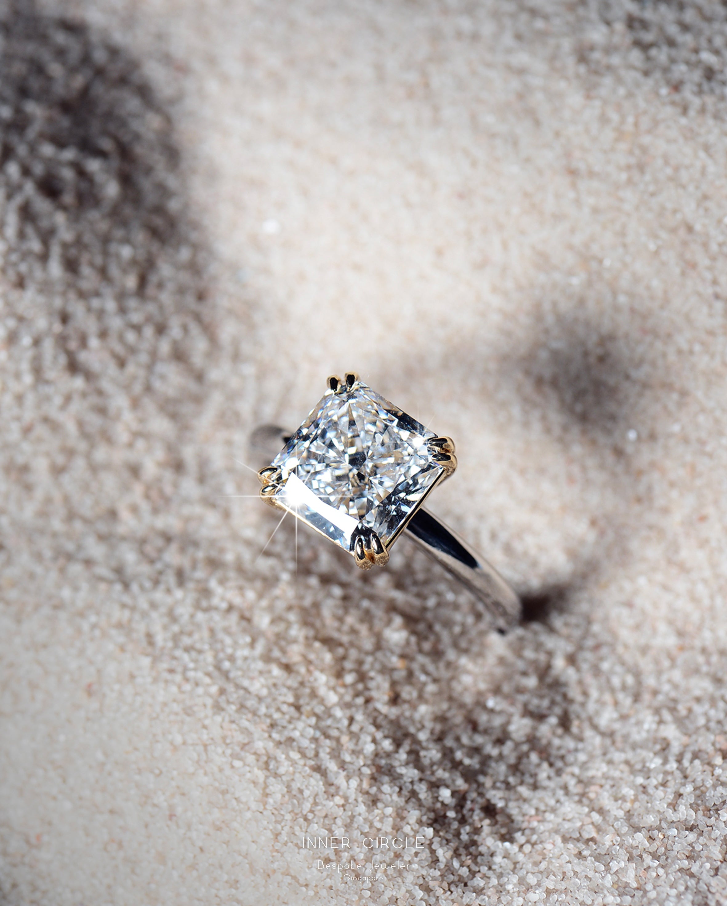 Square Radiant Two-tone solitaire Ring