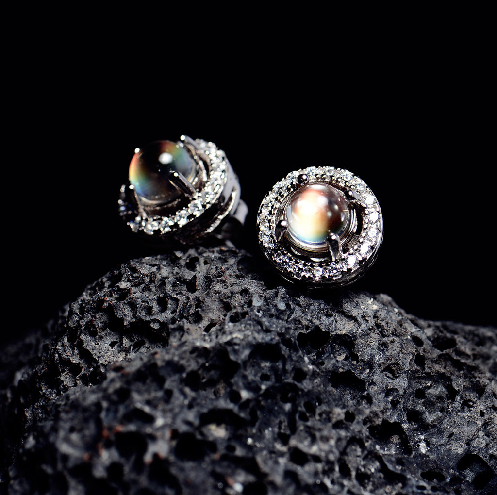SJE002 Madagascar Moonstone Halo Earstuds