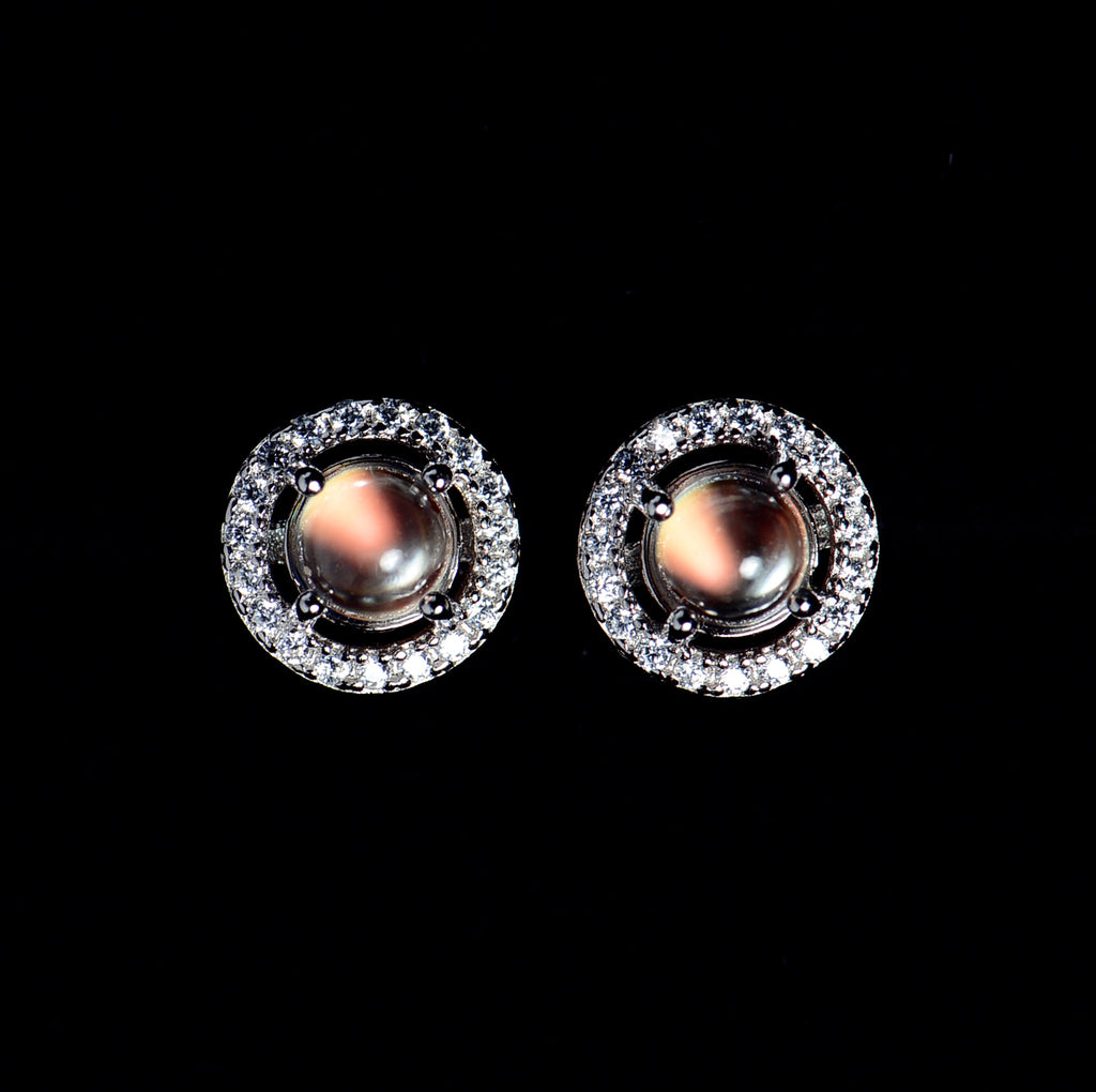 SJE002 Madagascar Moonstone Halo Earstuds