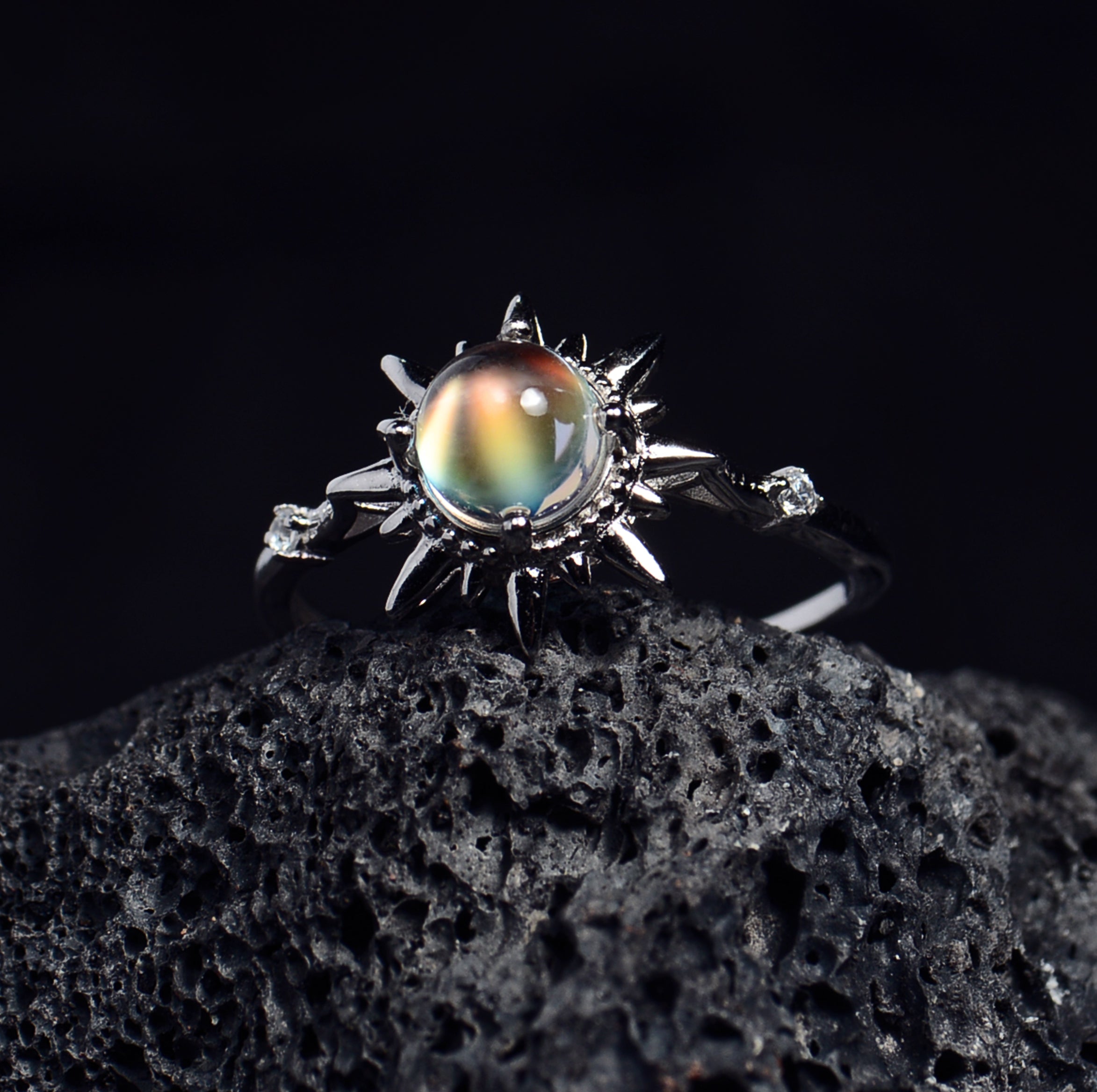 SJR006 Madagascar Moonstone Sun Ring