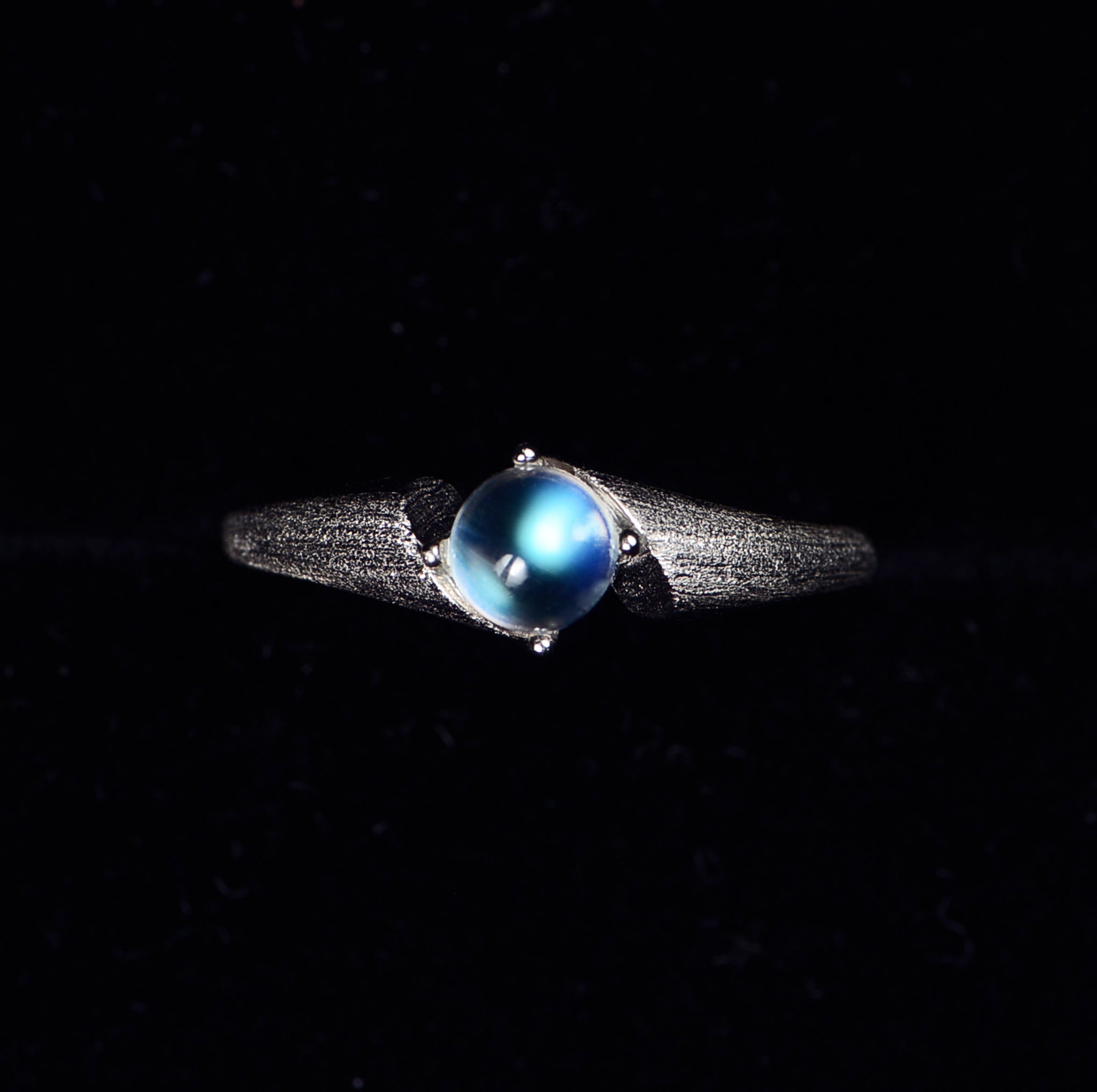SJR010 Madagascar Moonstone Wave Matte Ring (Blue Ray) Ring