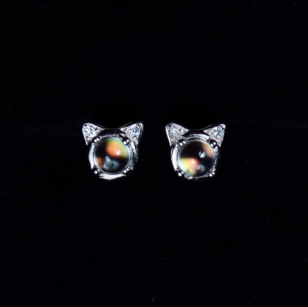 SJE004 Madagascar Moonstone Cat Earstuds