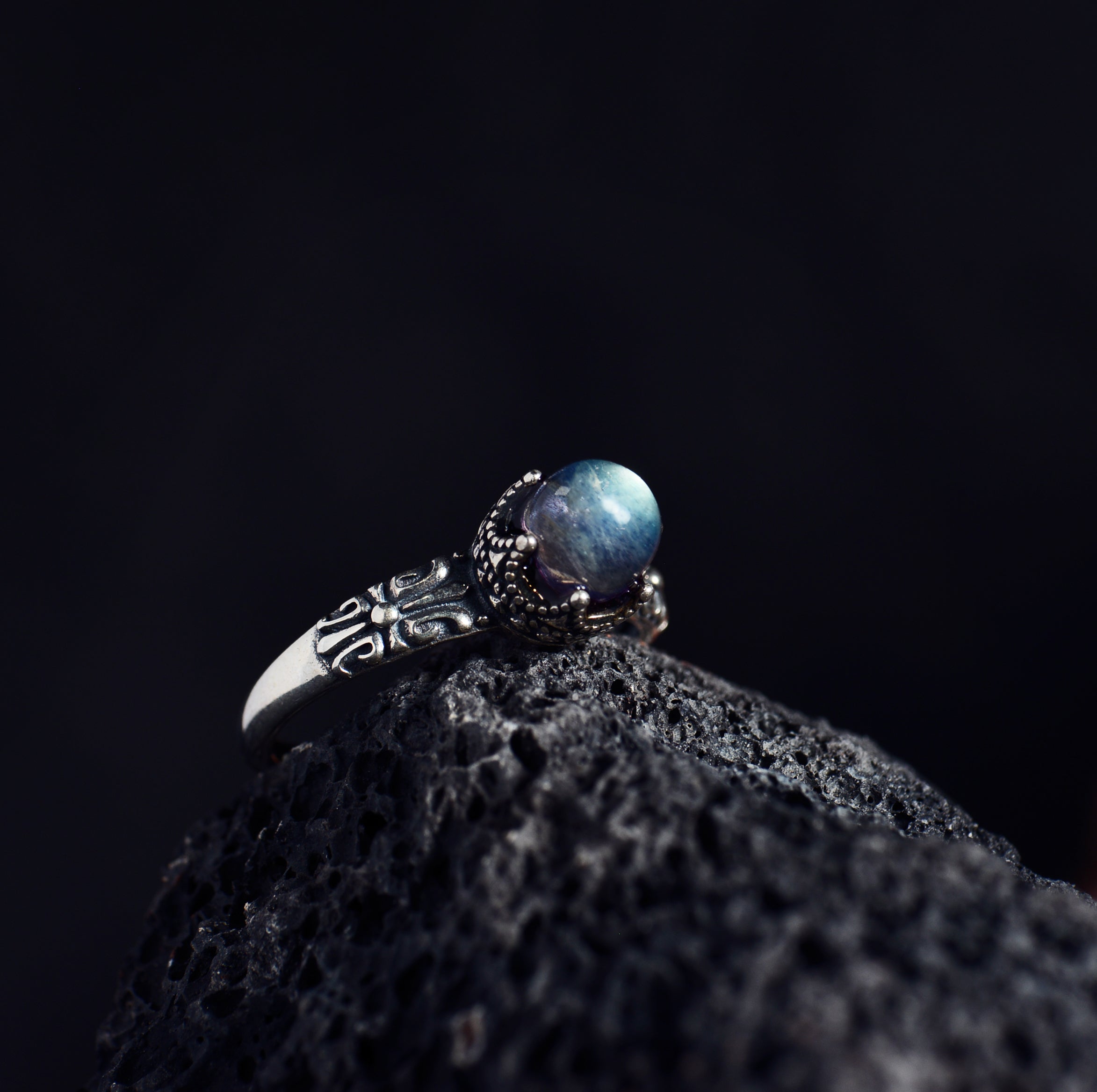 SJR003 Labradorite 925 Silver Adjustable Ring