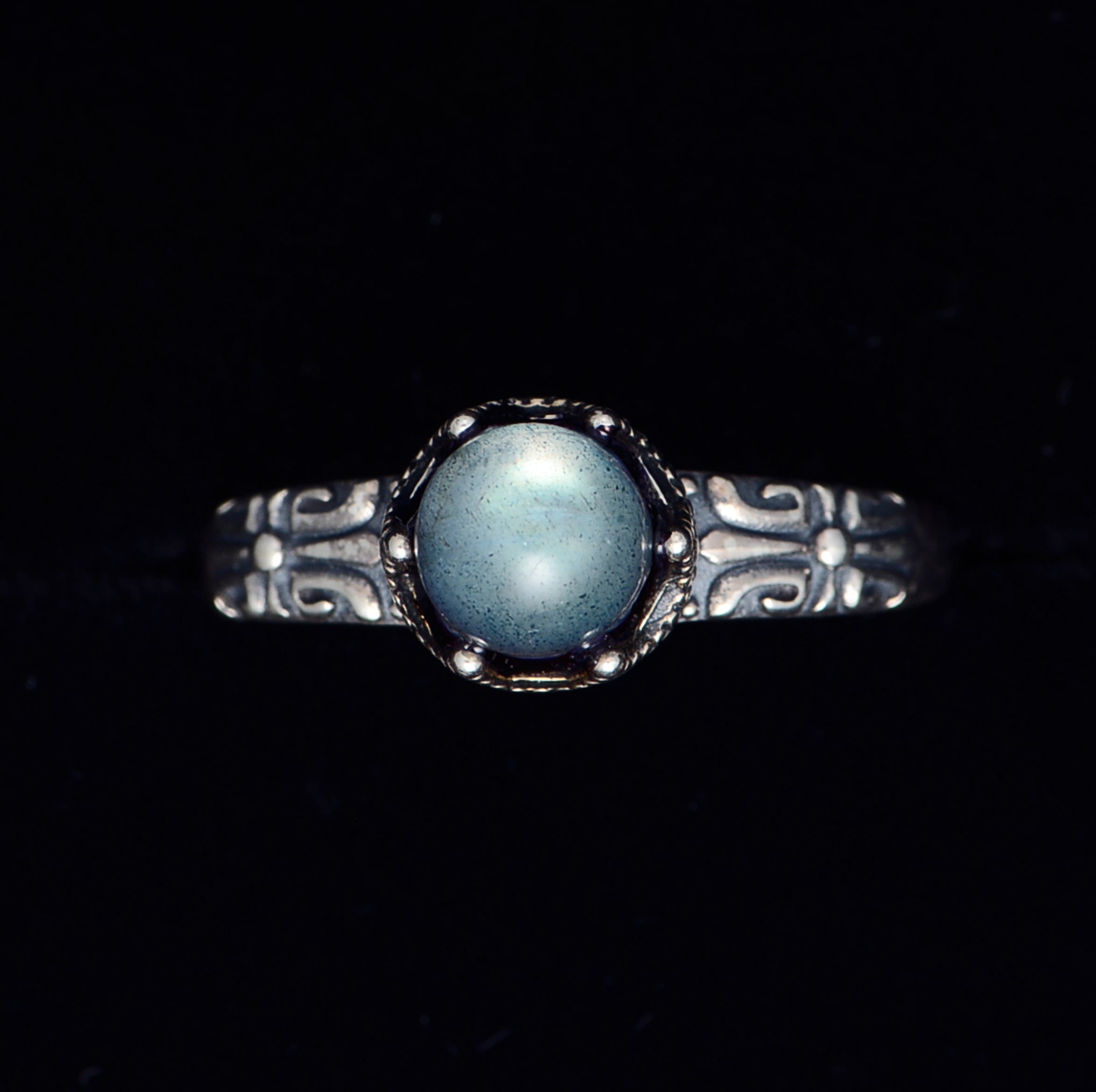 SJR003 Labradorite 925 Silver Adjustable Ring