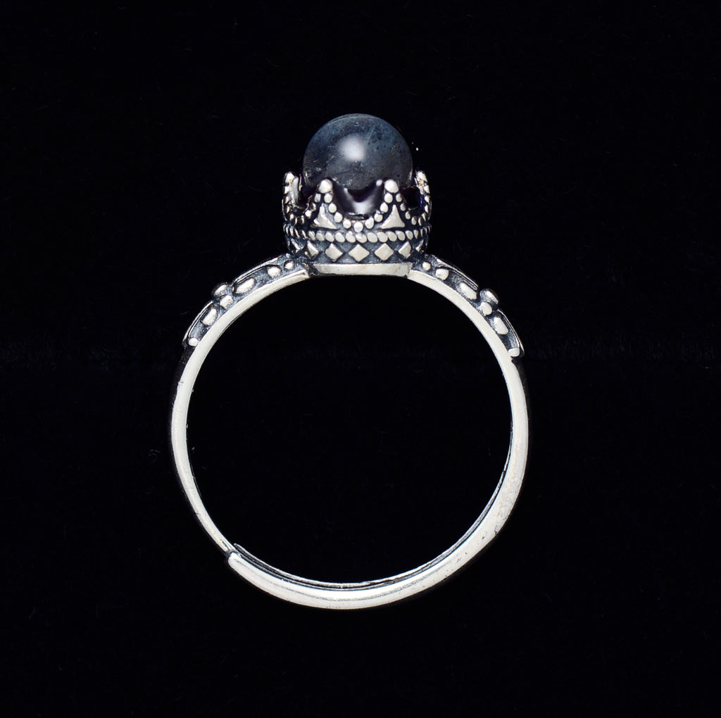 SJR003 Labradorite 925 Silver Adjustable Ring