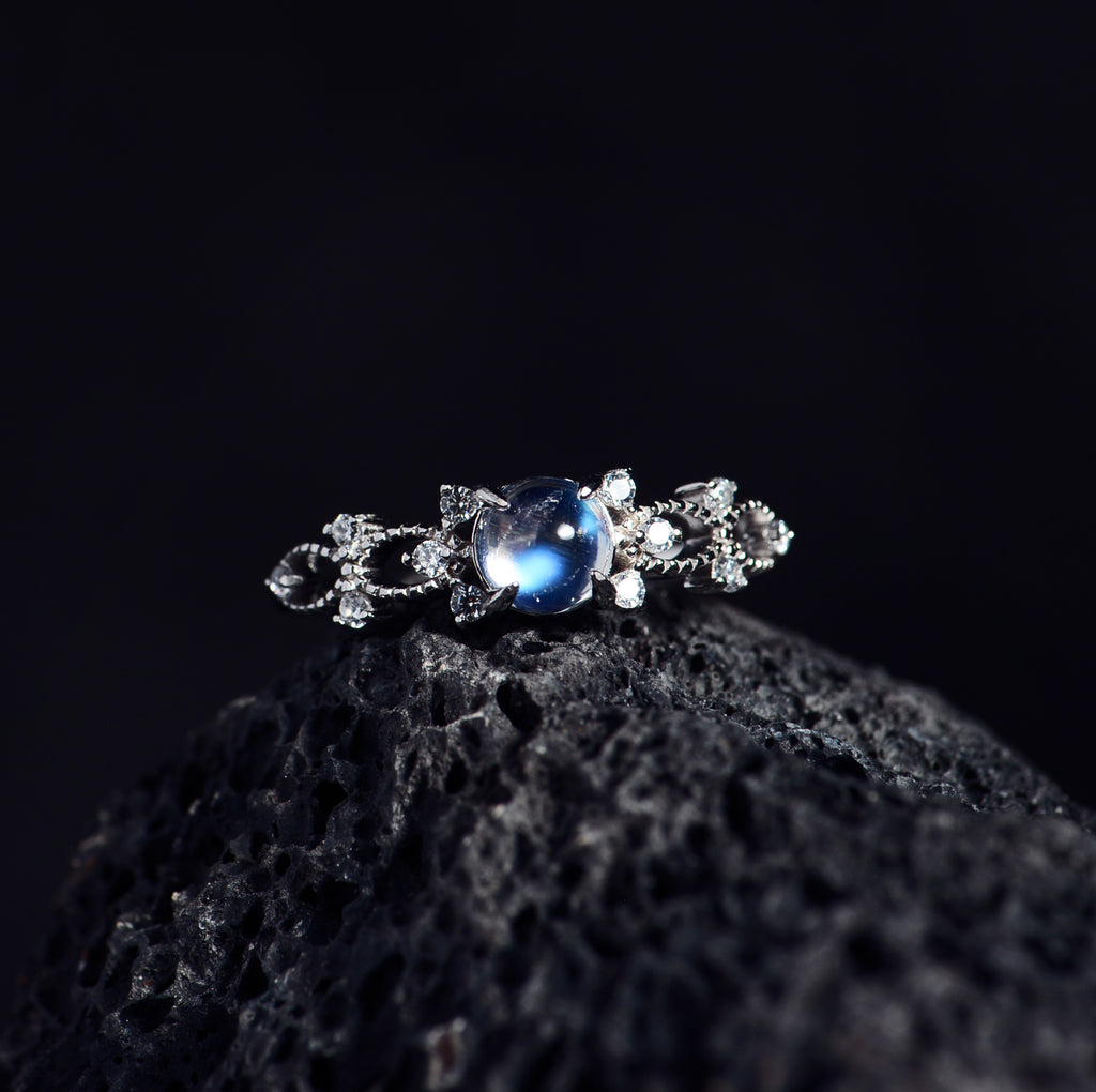 SJR002 Moonstone 925 Silver Adjustable Ring