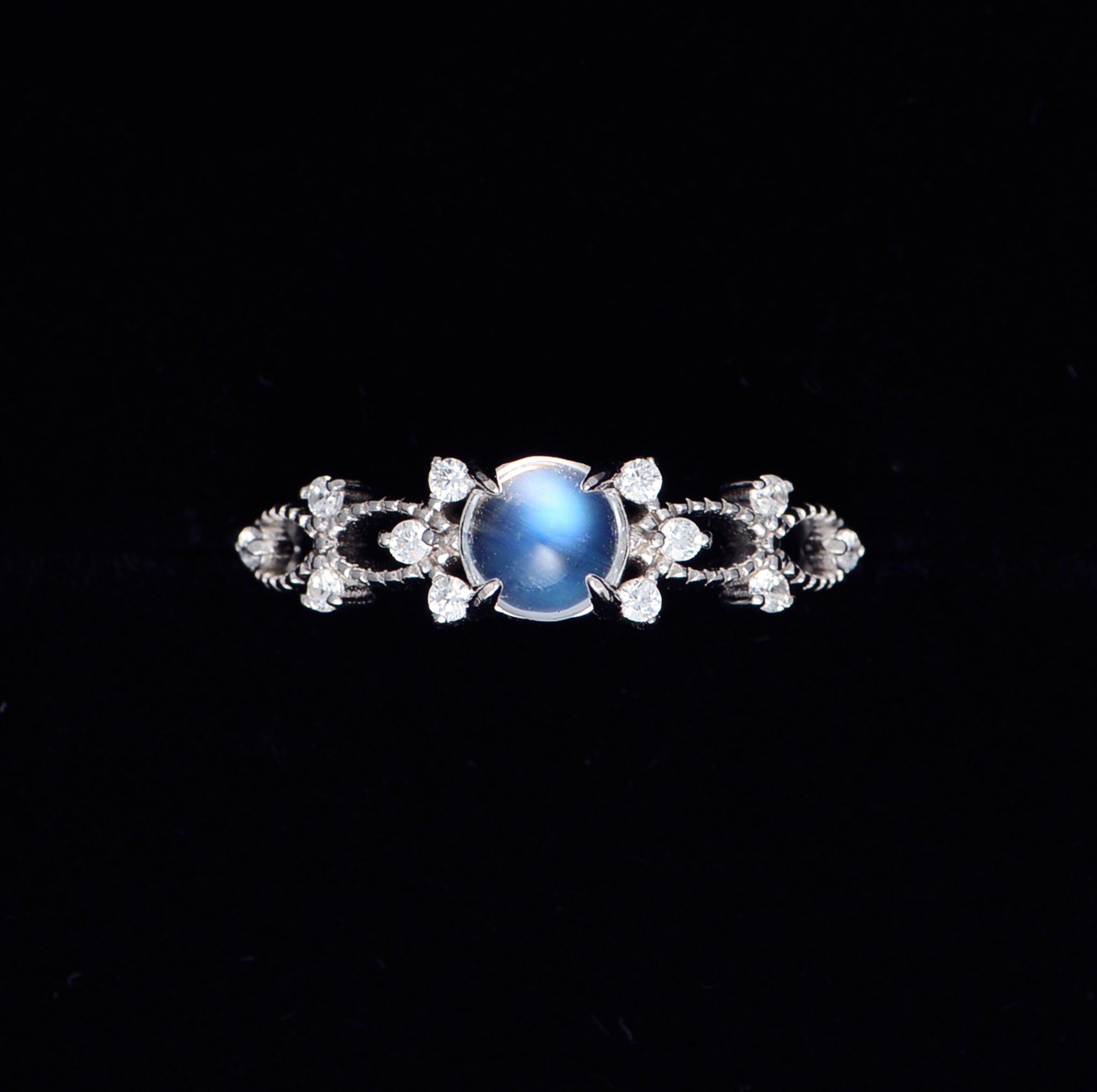 SJR002 Moonstone 925 Silver Adjustable Ring