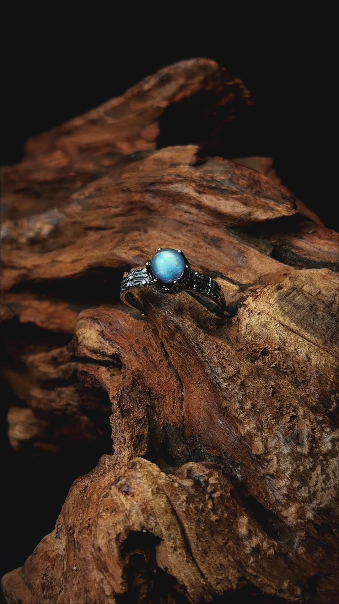 SJR003 Labradorite 925 Silver Adjustable Ring