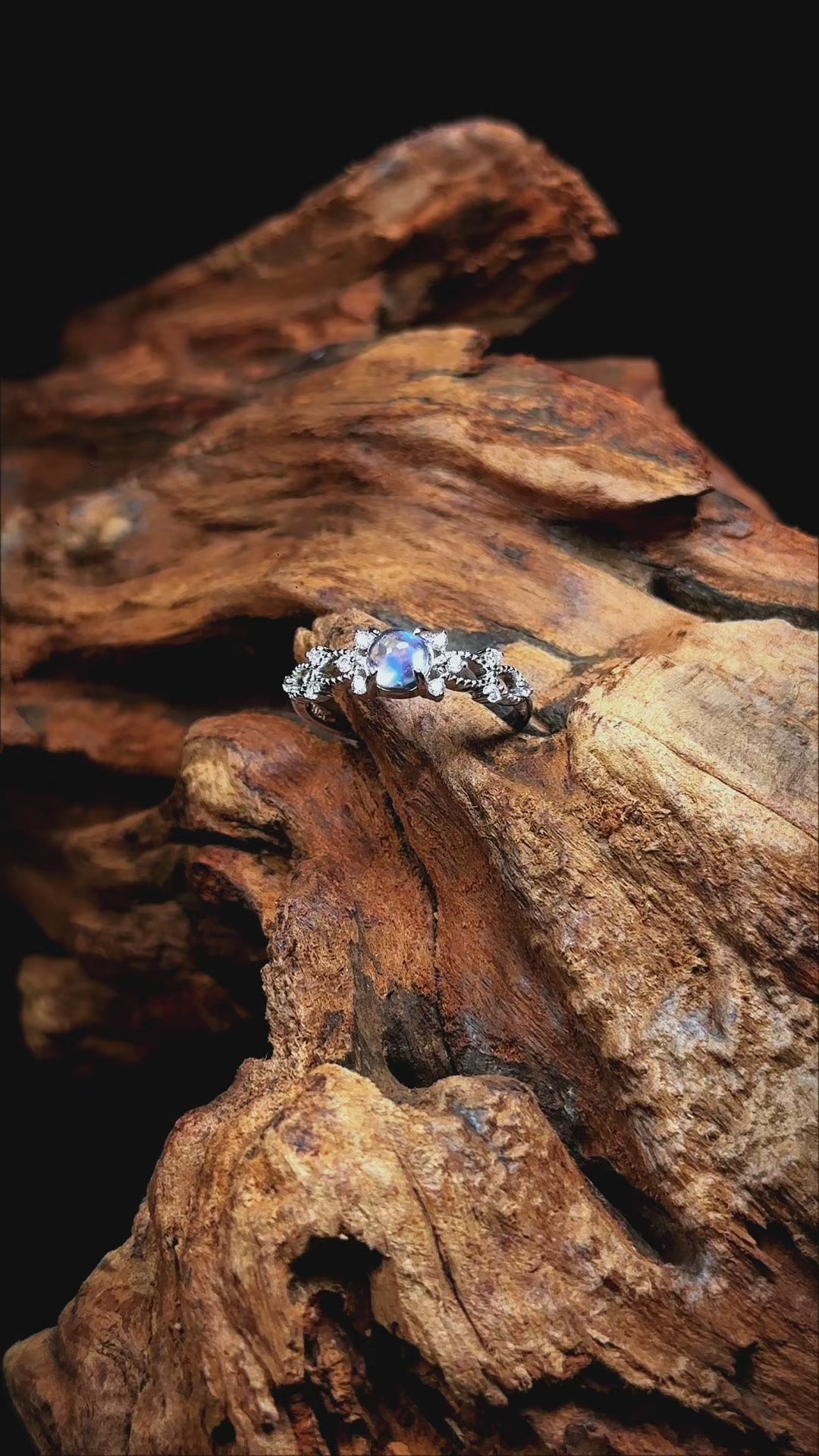 SJR002 Moonstone 925 Silver Adjustable Ring